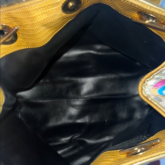 Vintage/Rare/HTF Sharif Leather Snakeskin Multicolor Chevron Patterned Bag - Picture 9 of 11